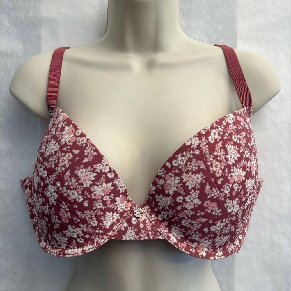 Lucky Brand Burgundy Floral Under Wire‎ Padded Bra Sz-40C.  V8